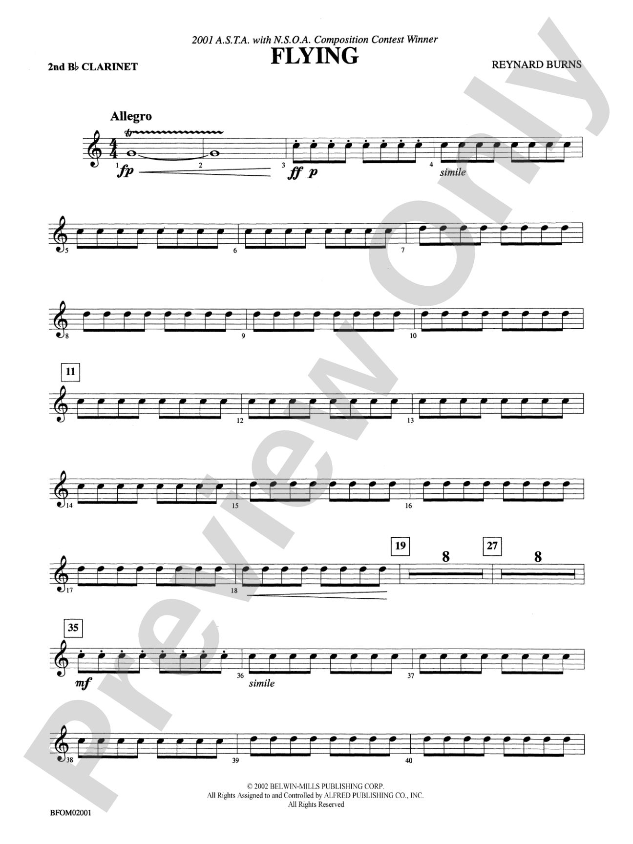 Flying: 2nd B-flat Clarinet