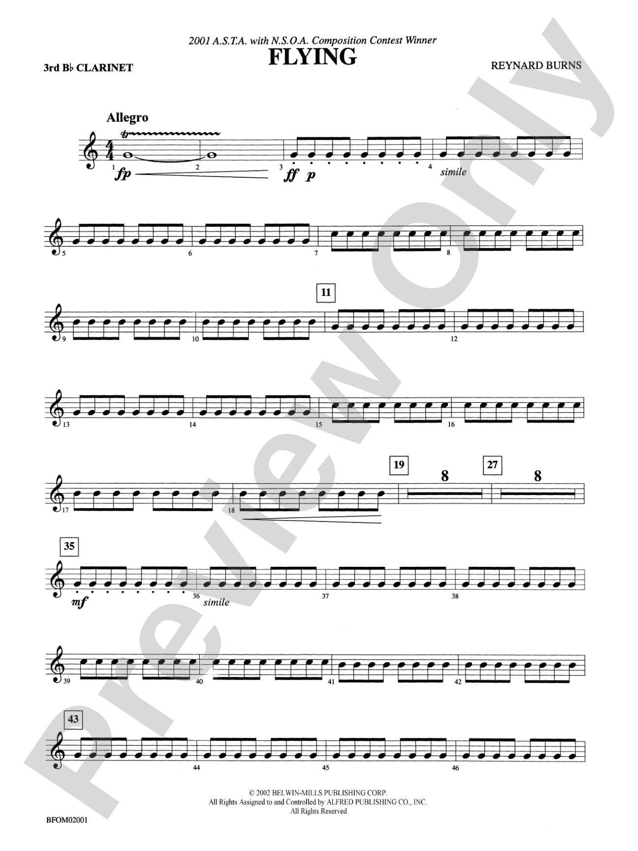 Flying: 3rd B-flat Clarinet