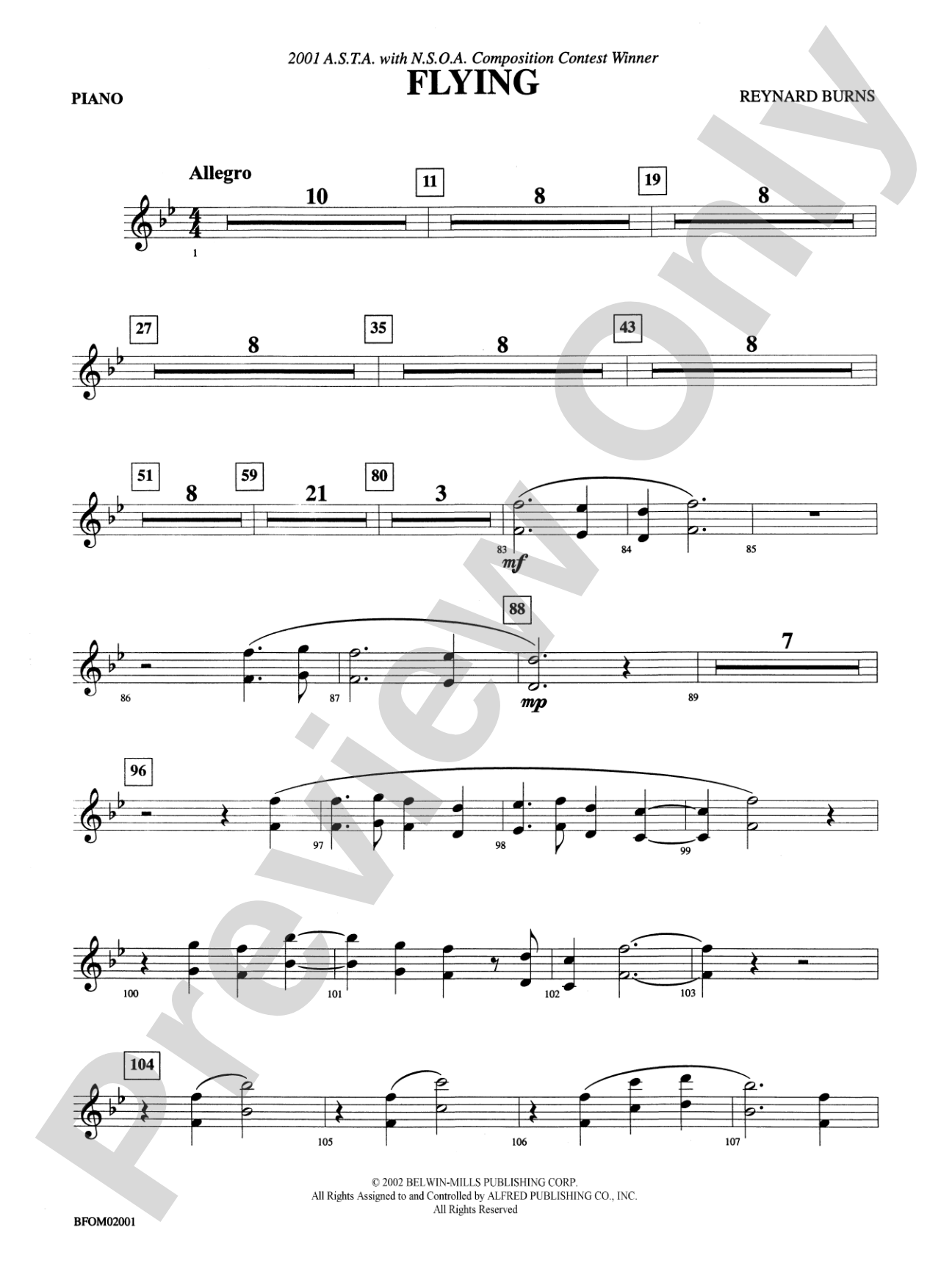 Flying: Piano Accompaniment