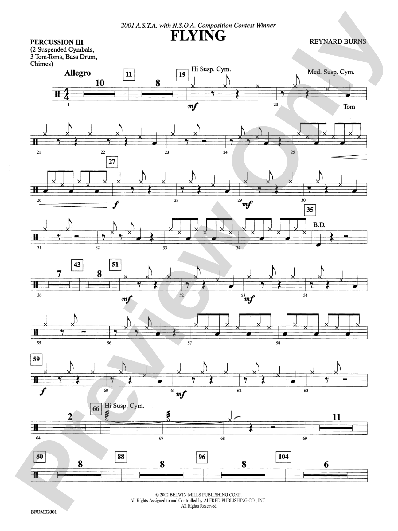 Flying: 3rd Percussion