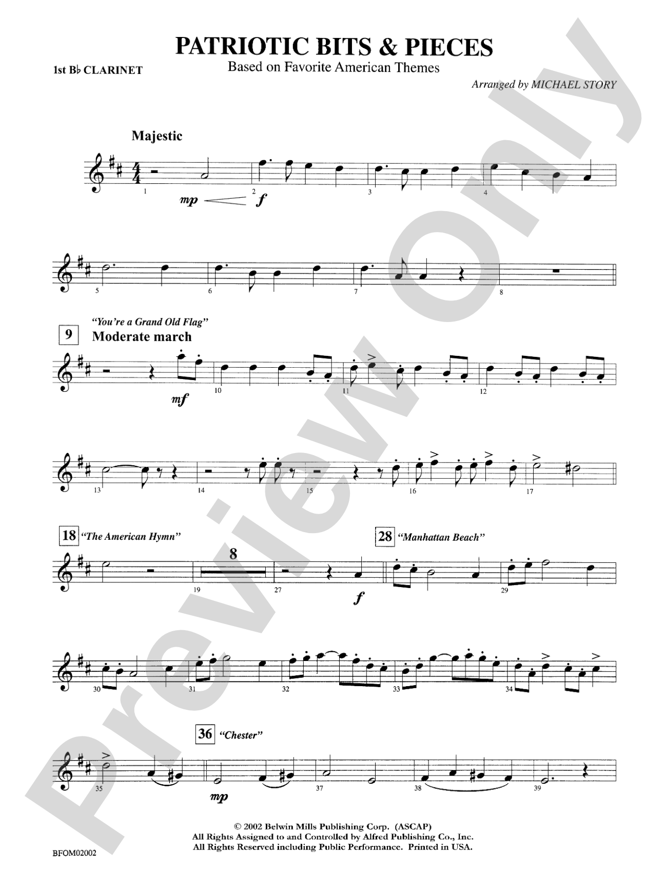 Patriotic Bits & Pieces (based on Favorite American Themes): 1st B-flat Clarinet