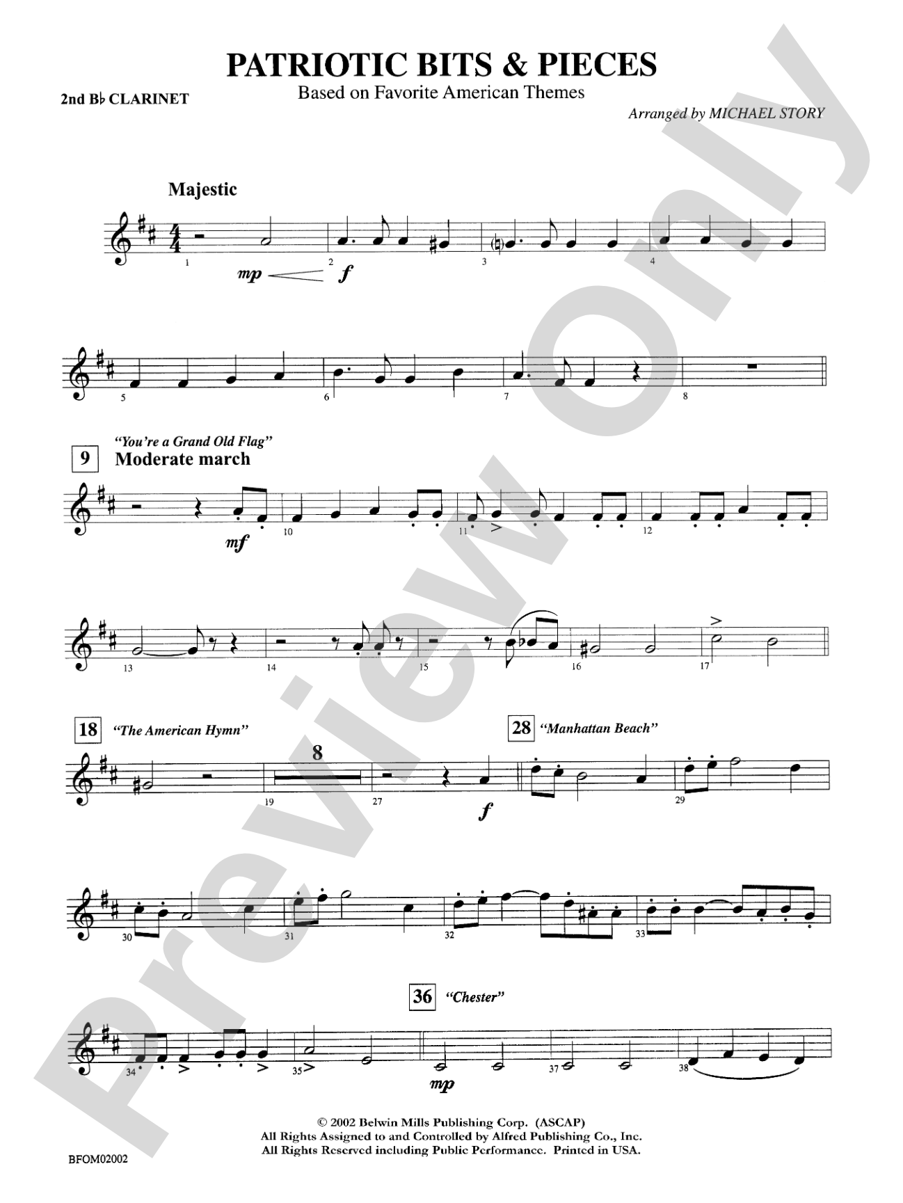 Patriotic Bits & Pieces (based on Favorite American Themes): 2nd B-flat Clarinet