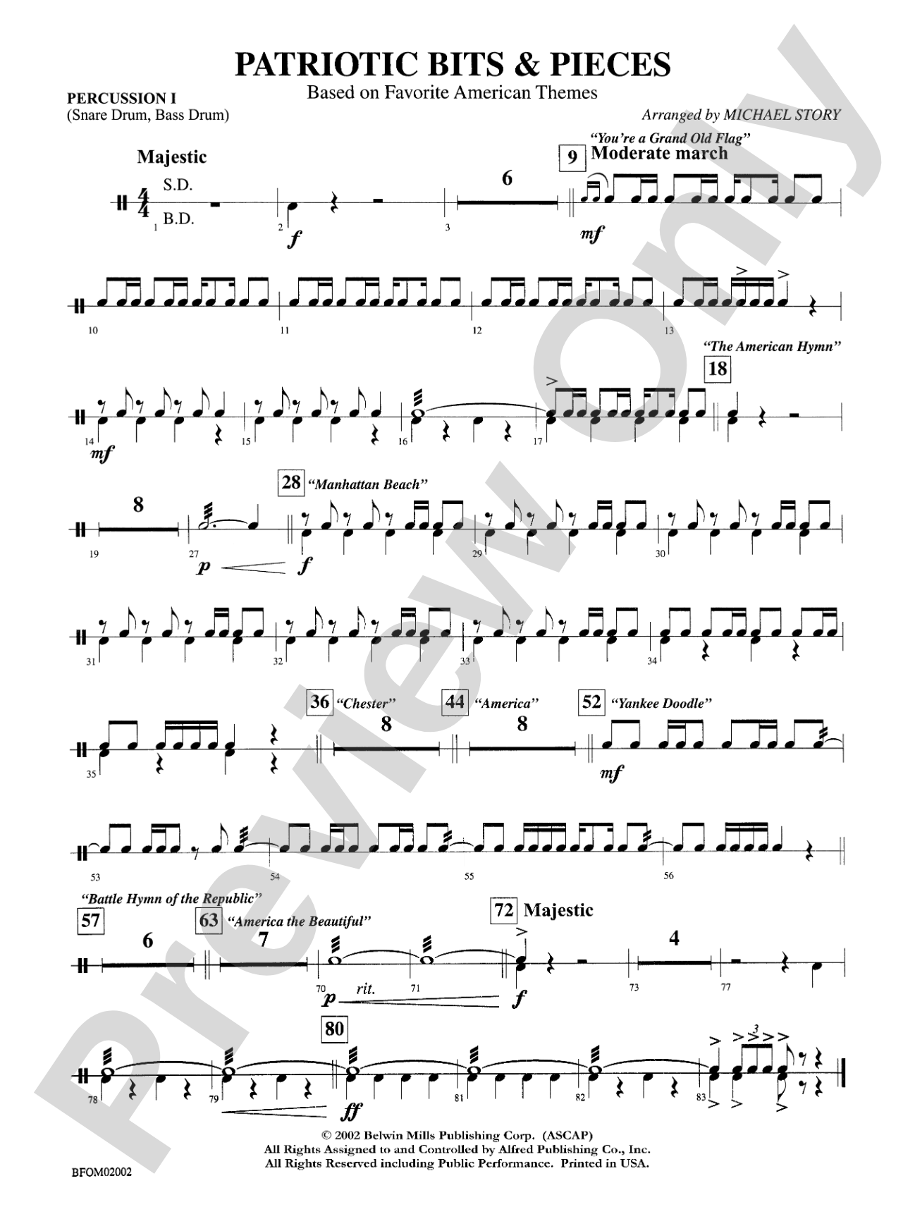 Patriotic Bits & Pieces (based on Favorite American Themes): 1st Percussion