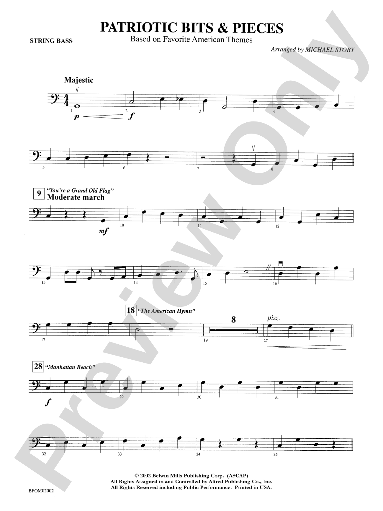 Patriotic Bits & Pieces (based on Favorite American Themes): String Bass