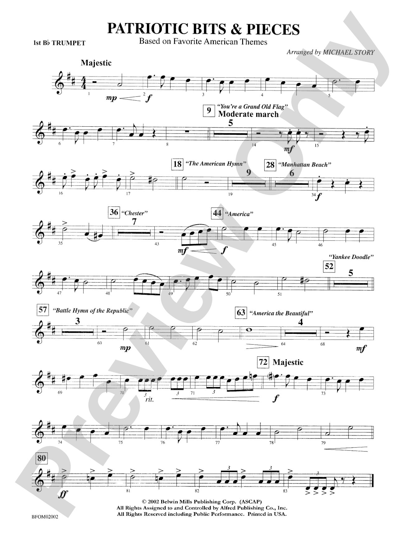 Patriotic Bits & Pieces (based on Favorite American Themes): 1st B-flat Trumpet