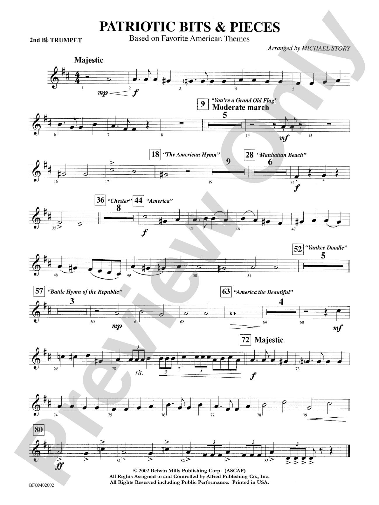 Patriotic Bits & Pieces (based on Favorite American Themes): 2nd B-flat Trumpet