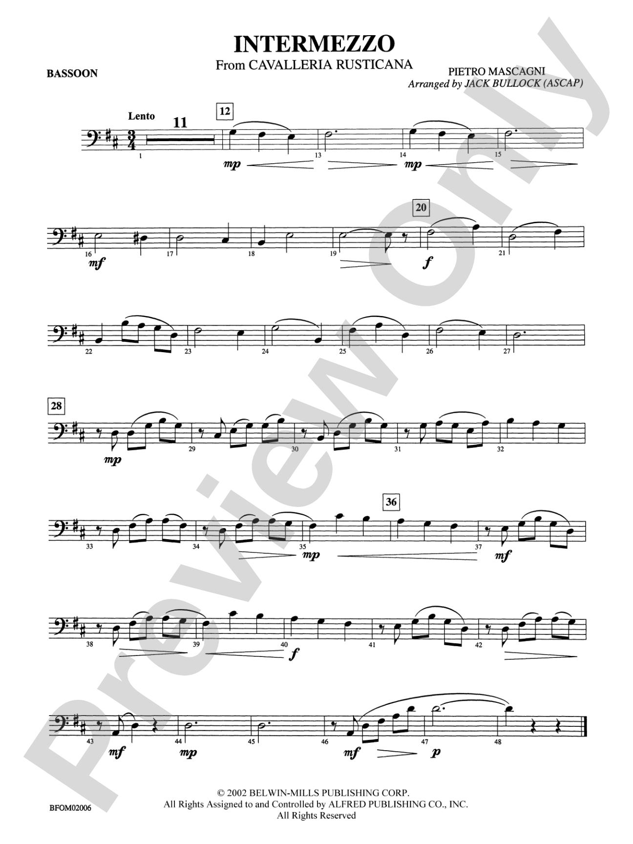 Intermezzo (from Cavalleria Rusticana): Bassoon