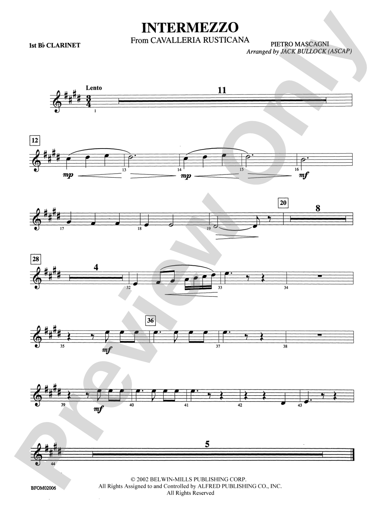 Intermezzo (from Cavalleria Rusticana): 1st B-flat Clarinet