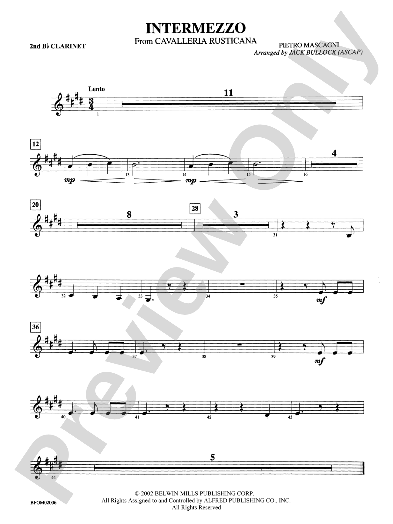 Intermezzo (from Cavalleria Rusticana): 2nd B-flat Clarinet
