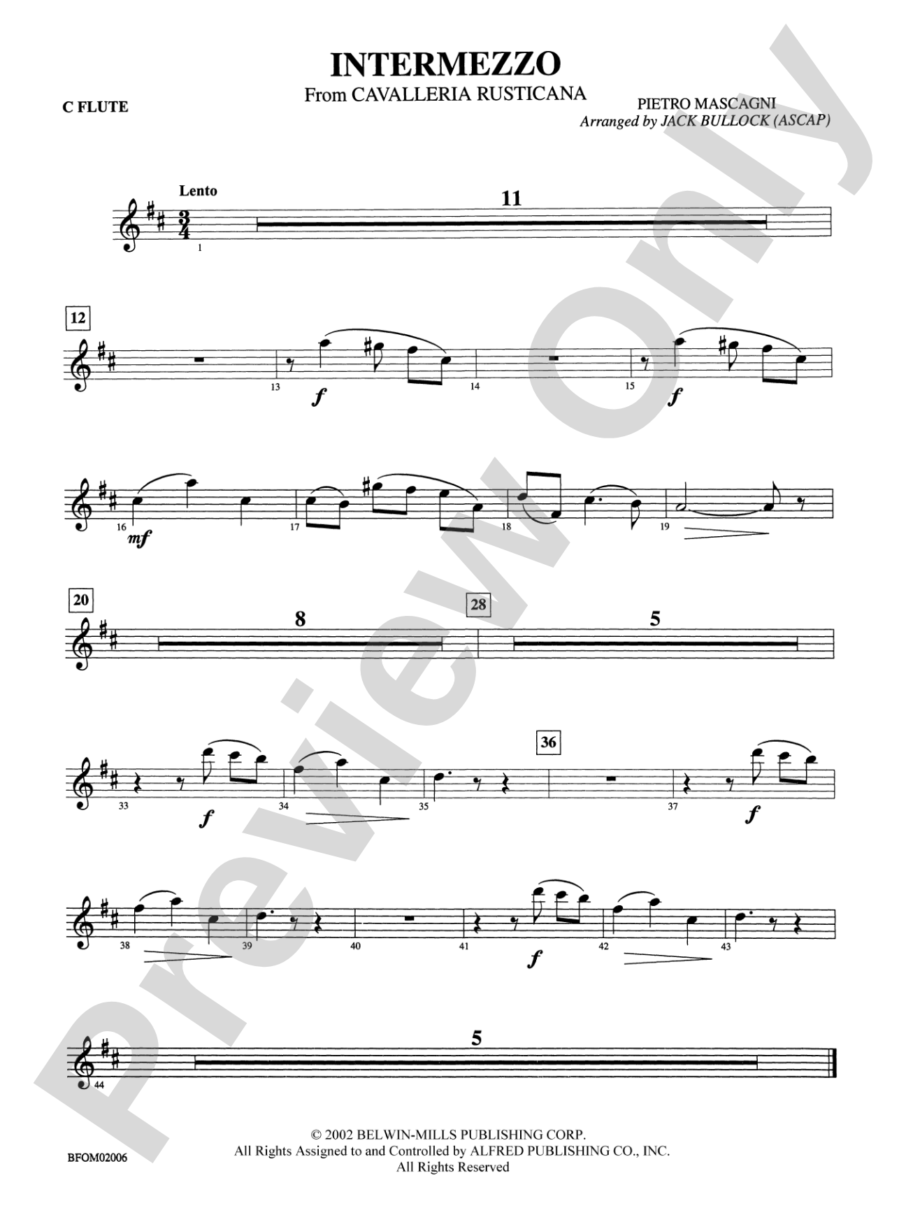 Intermezzo (from Cavalleria Rusticana): Flute