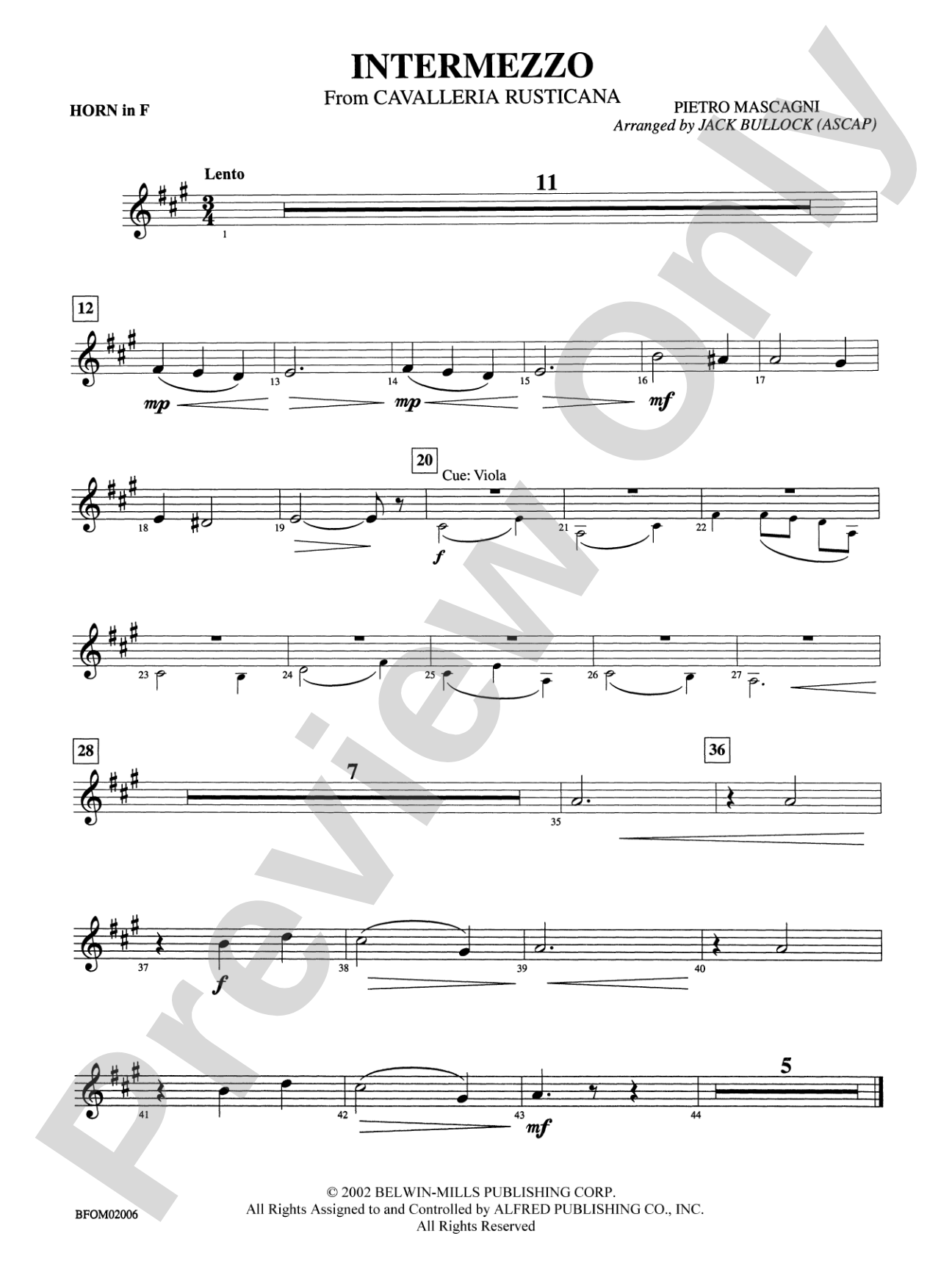 Intermezzo (from Cavalleria Rusticana): 1st F Horn