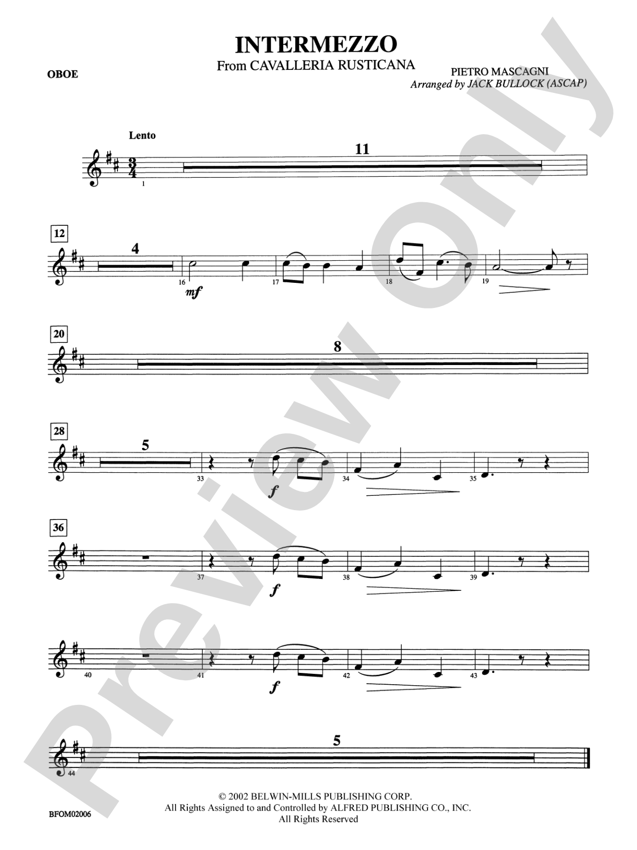 Intermezzo (from Cavalleria Rusticana): Oboe