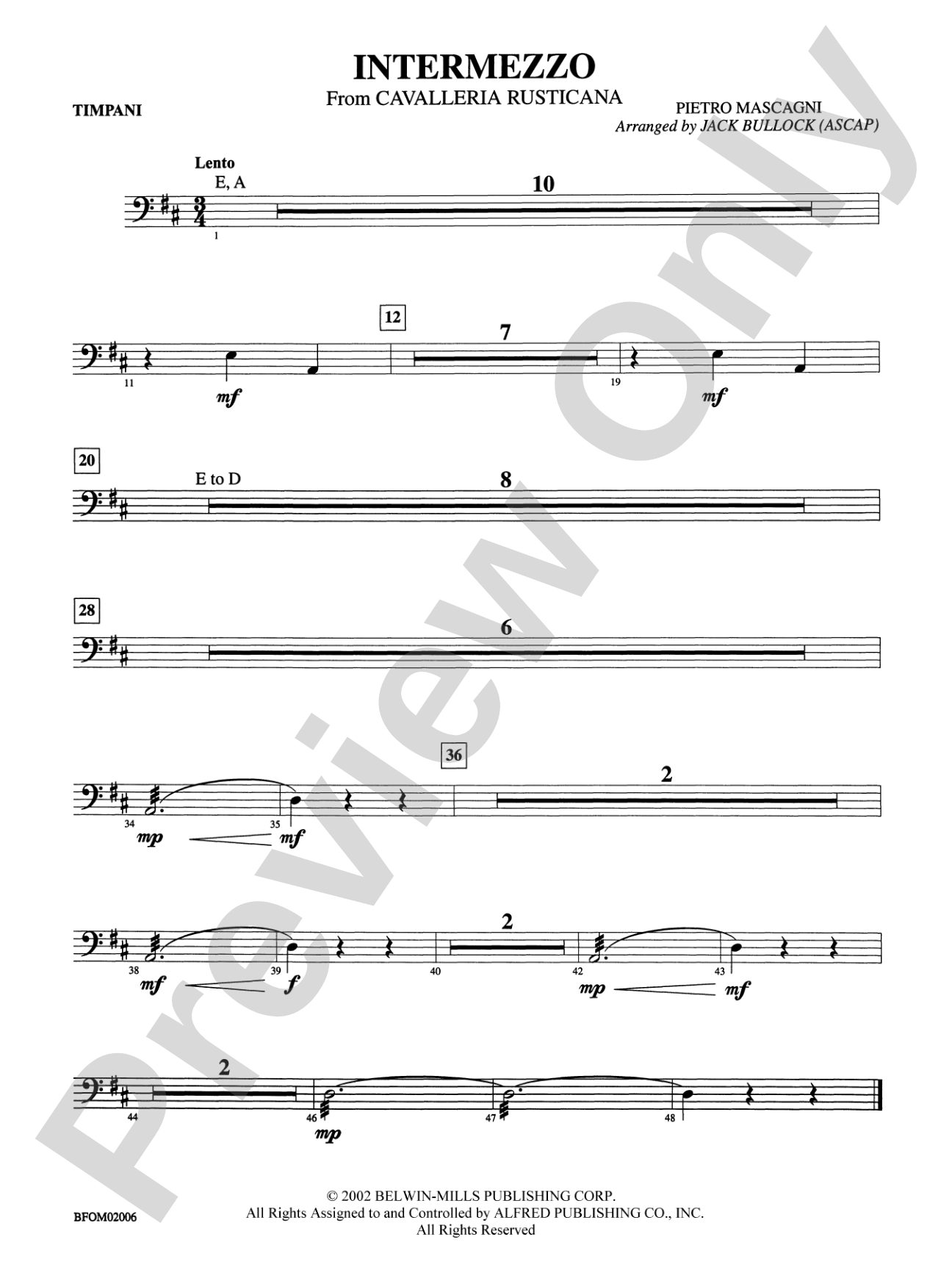 Intermezzo (from Cavalleria Rusticana): Timpani