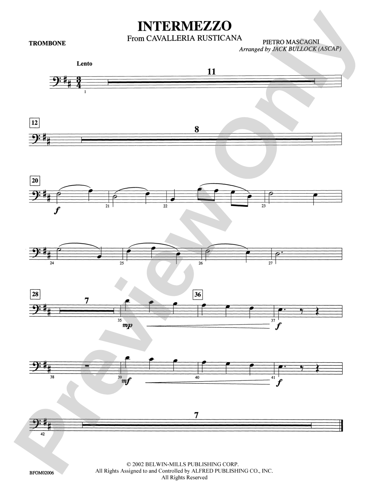 Intermezzo (from Cavalleria Rusticana): 1st Trombone