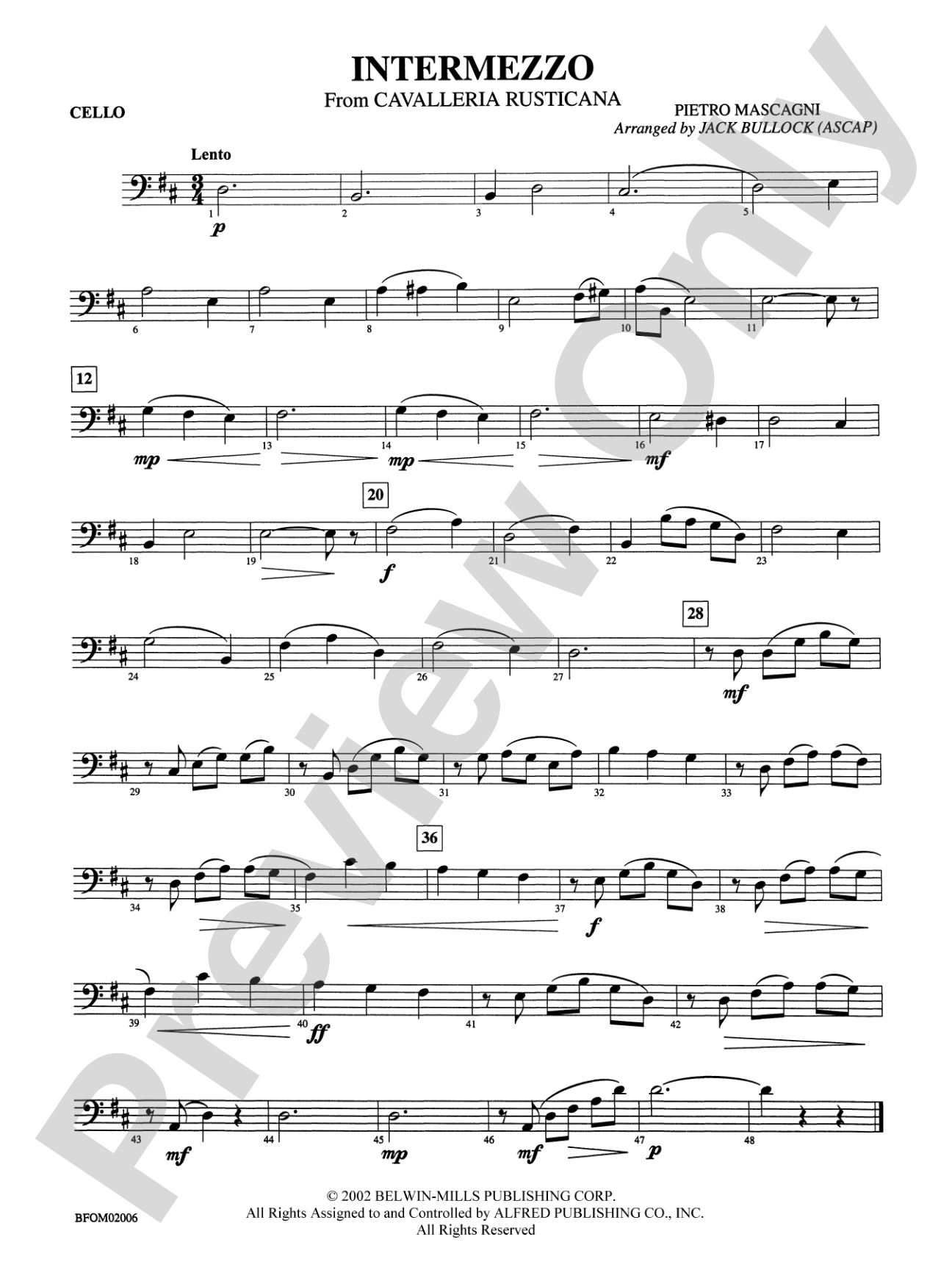 Intermezzo (from Cavalleria Rusticana): Cello