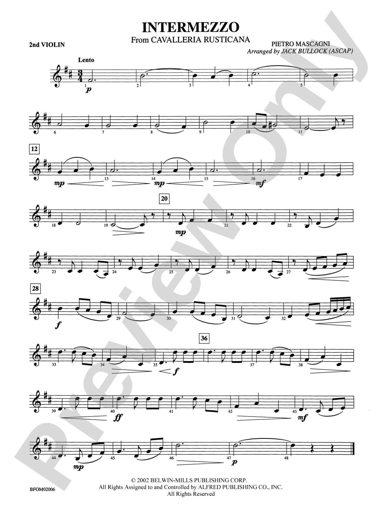 Intermezzo (from Cavalleria Rusticana): 2nd Violin