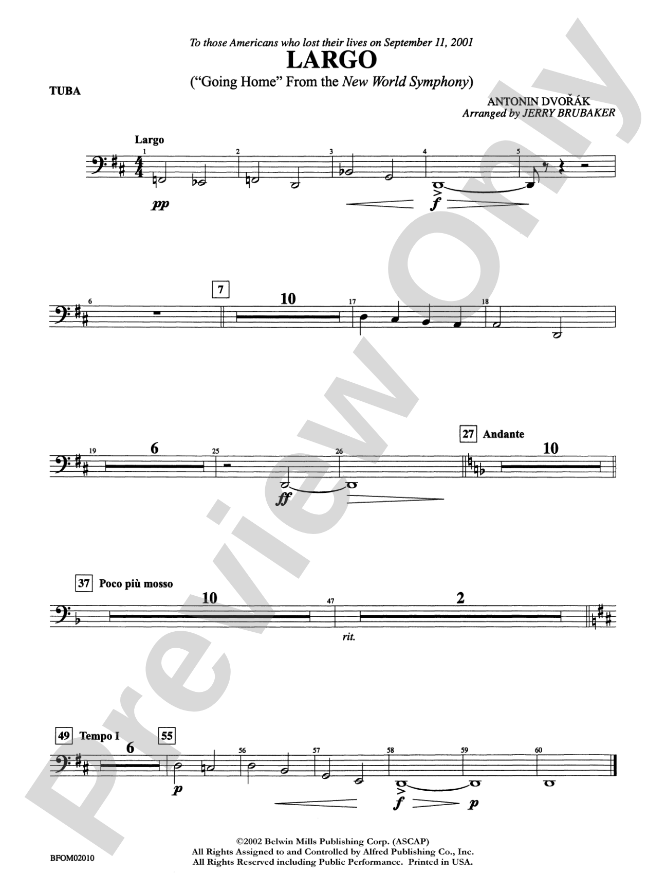 Largo ("Going Home" from the New World Symphony): Tuba