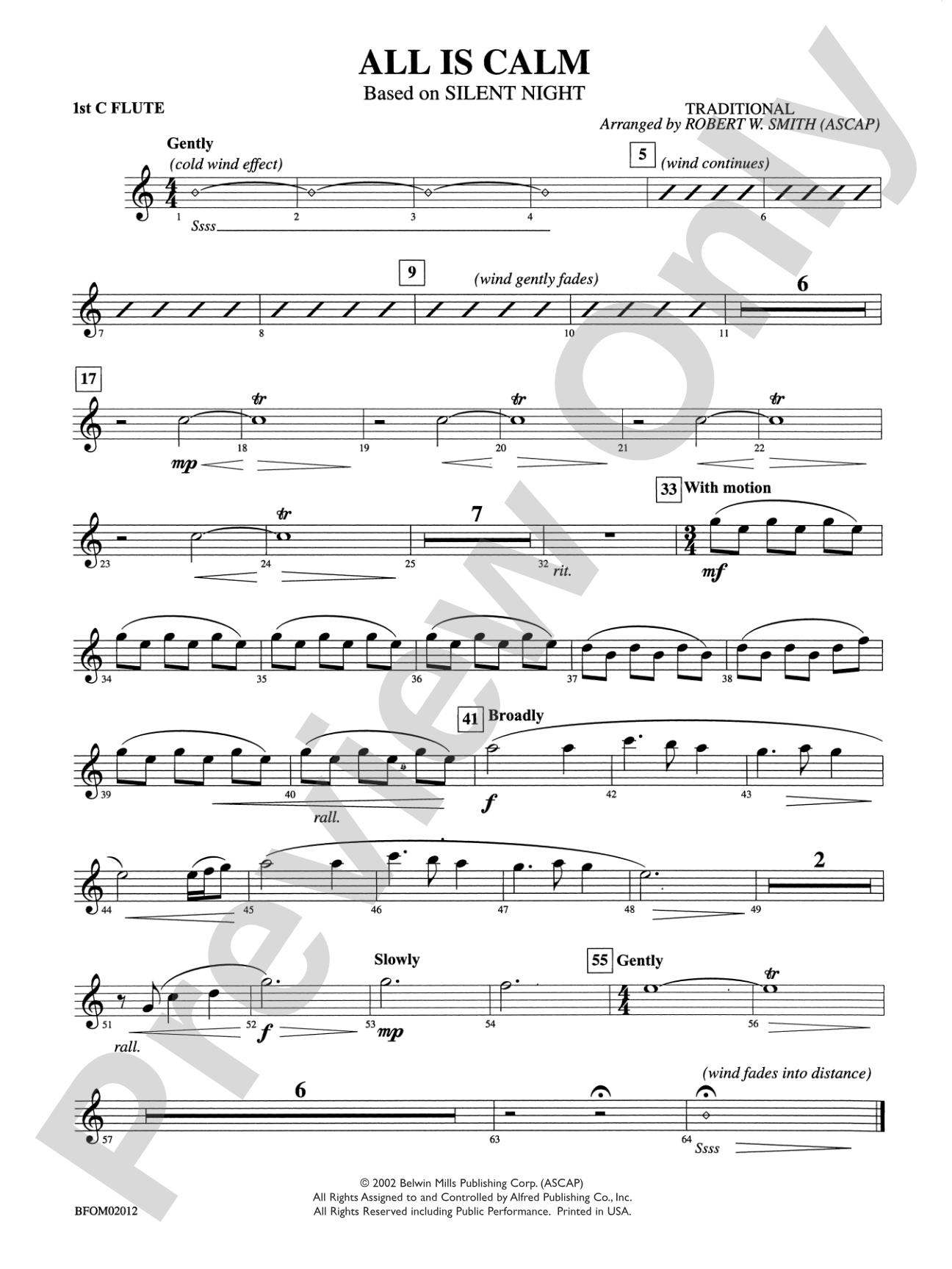 All Is Calm (Based on "Silent Night"): Flute