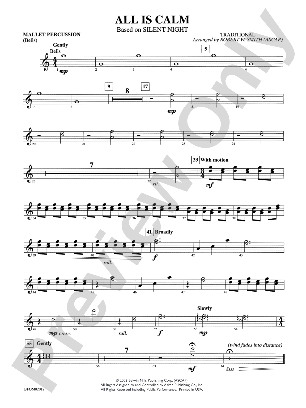 All Is Calm (Based on "Silent Night"): Mallets