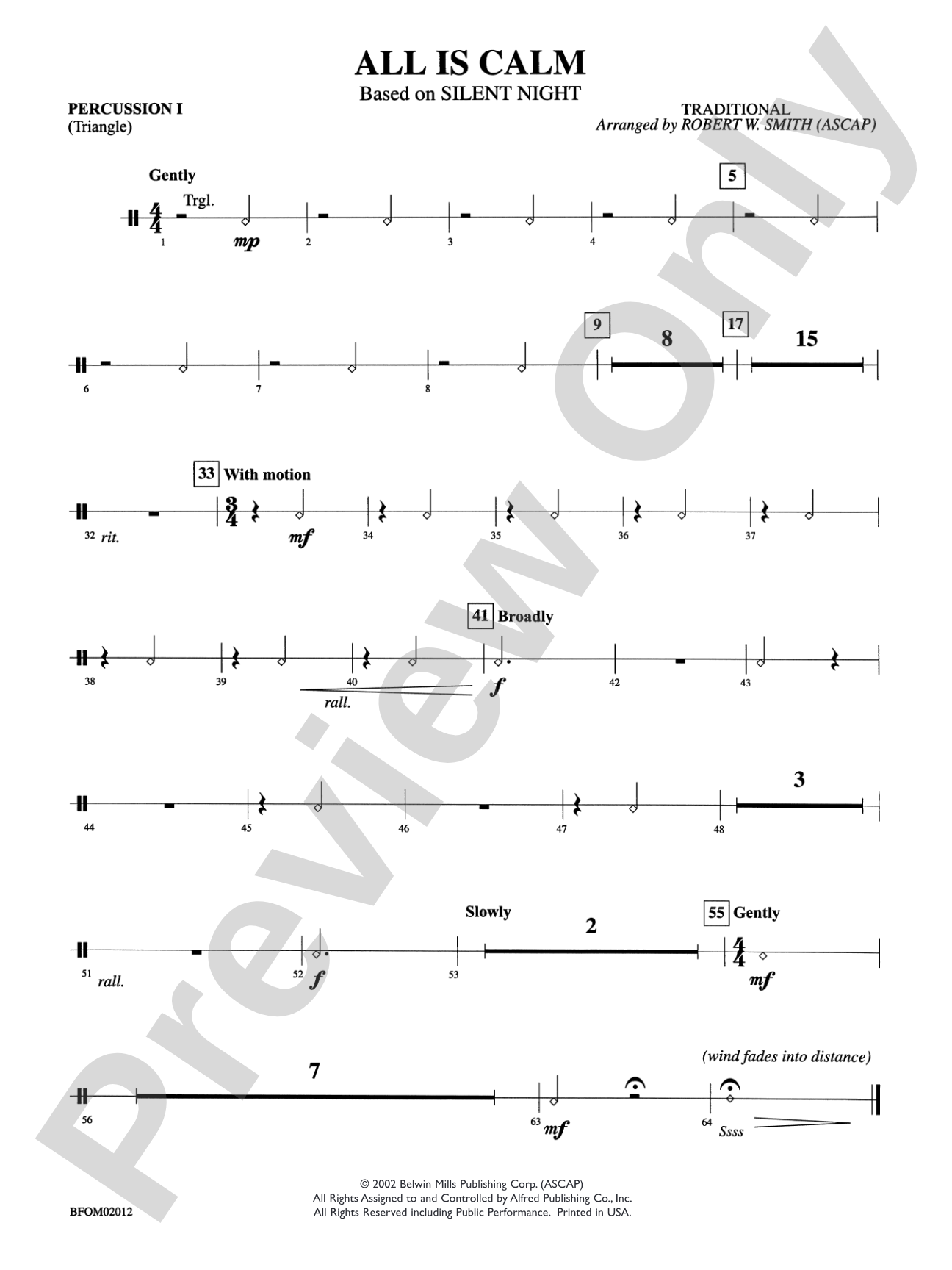 All Is Calm (Based on "Silent Night"): 1st Percussion