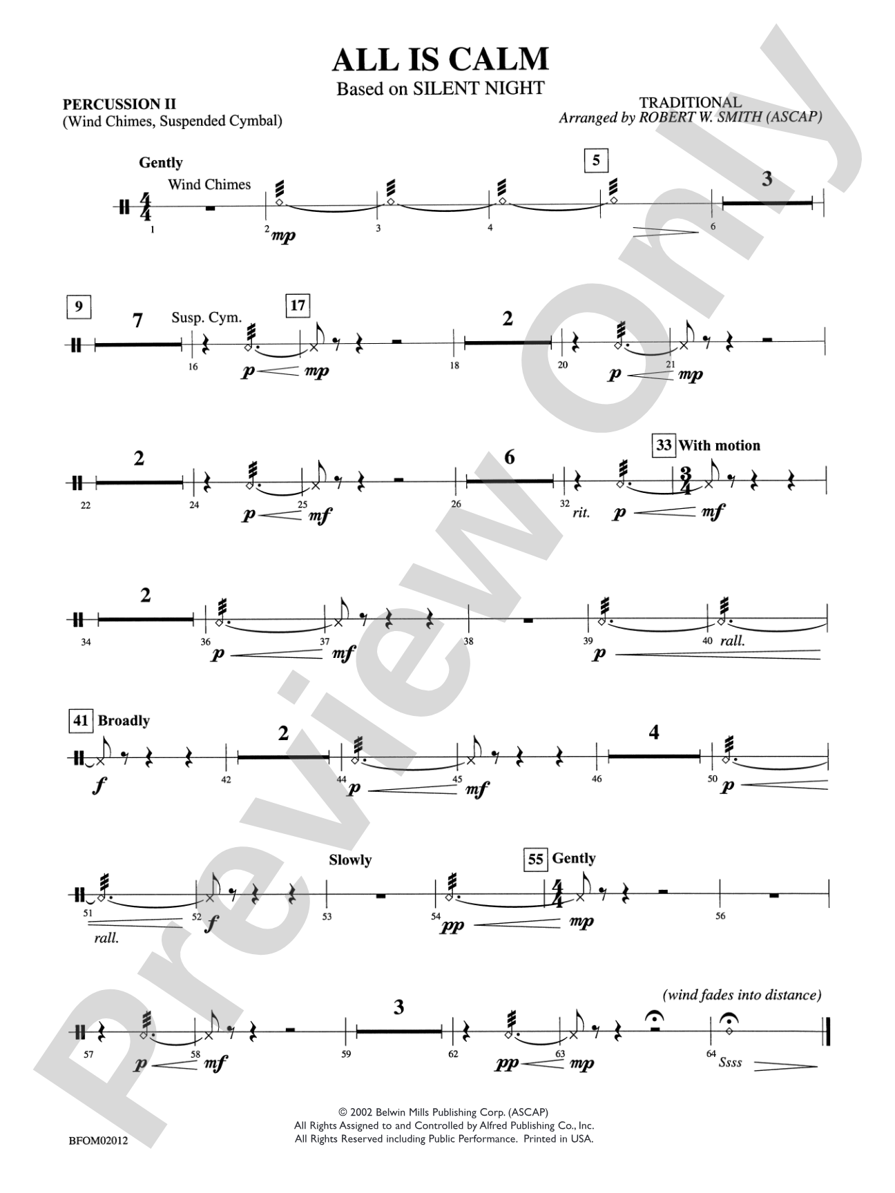 All Is Calm (Based on "Silent Night"): 2nd Percussion