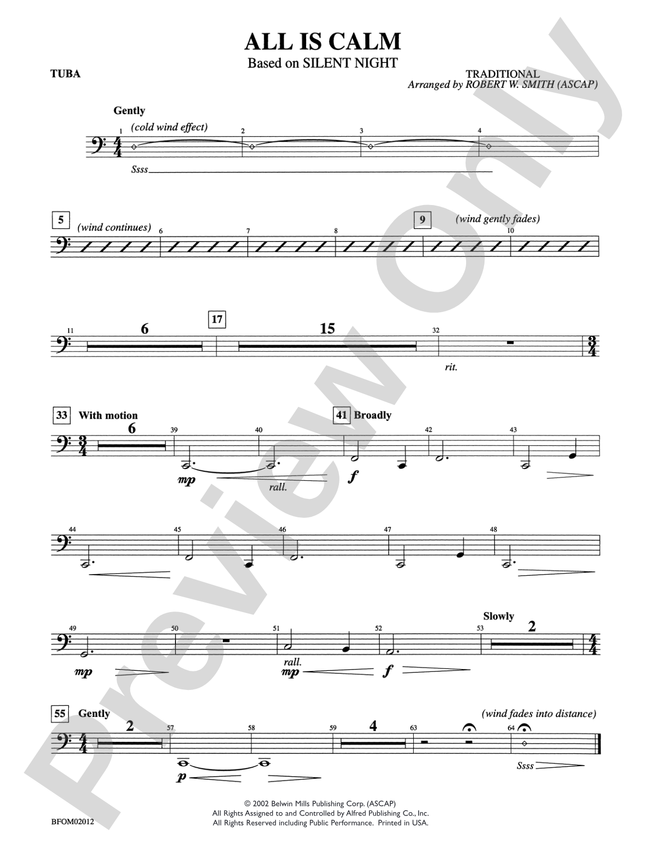 All Is Calm (Based on "Silent Night"): Tuba