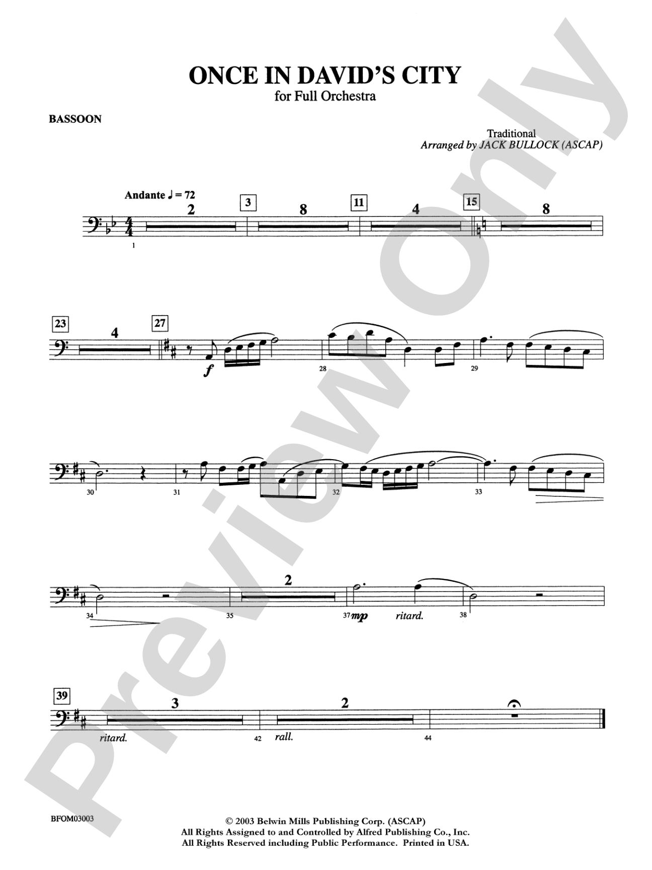 Once in David's City: Bassoon