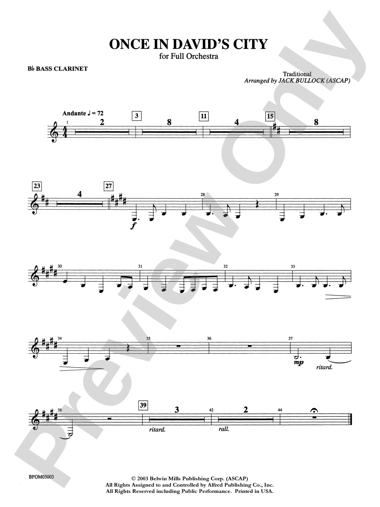 Once in David's City: B-flat Bass Clarinet