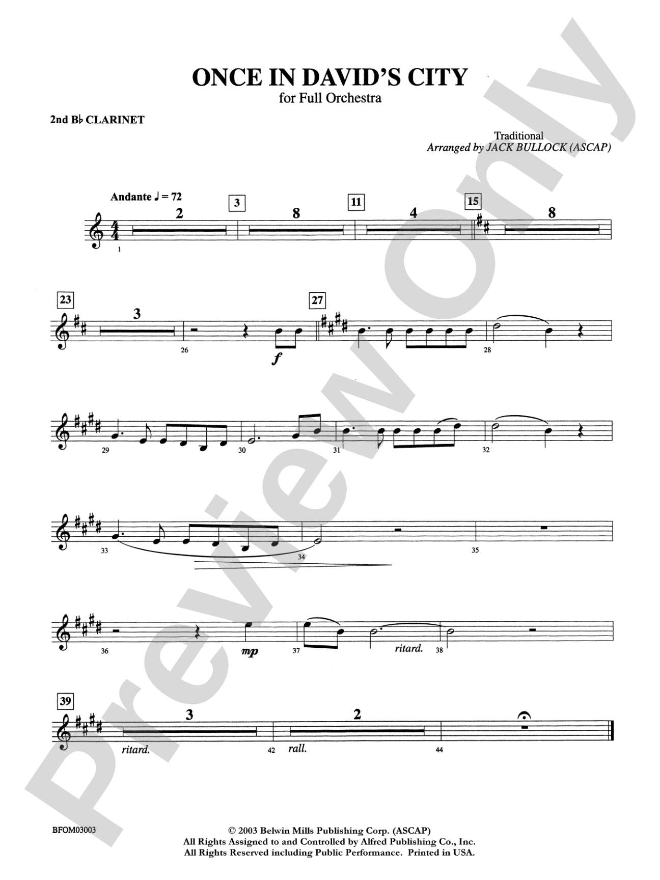 Once in David's City: 2nd B-flat Clarinet