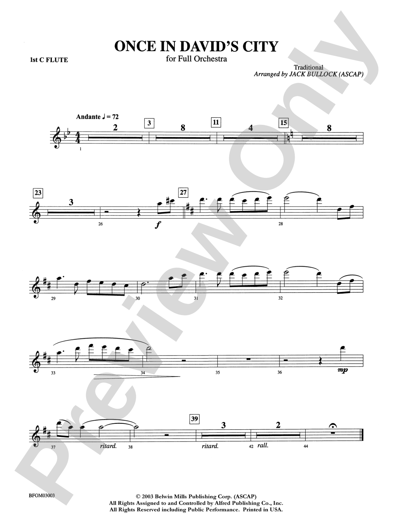 Once in David's City: Flute