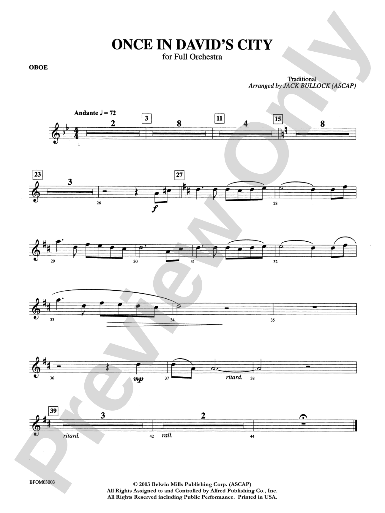 Once in David's City: Oboe