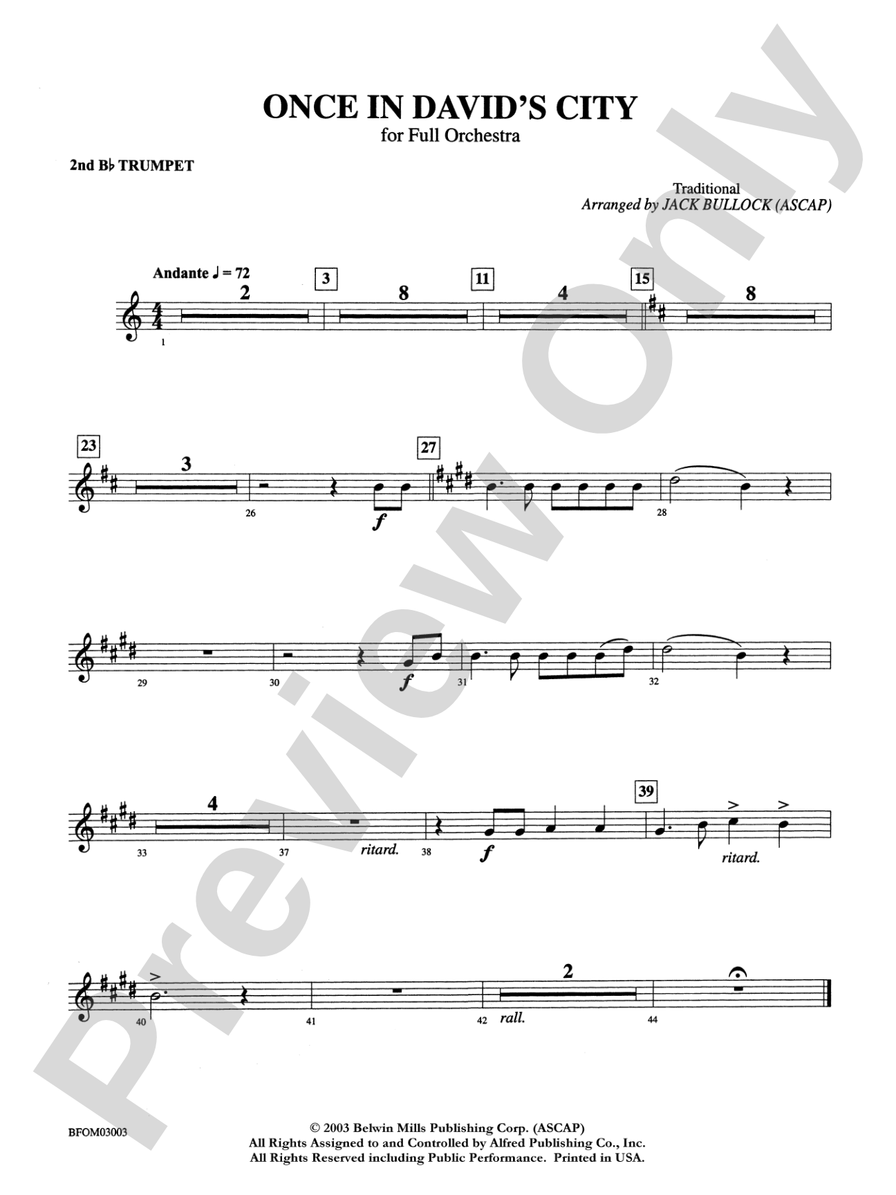 Once in David's City: 2nd B-flat Trumpet