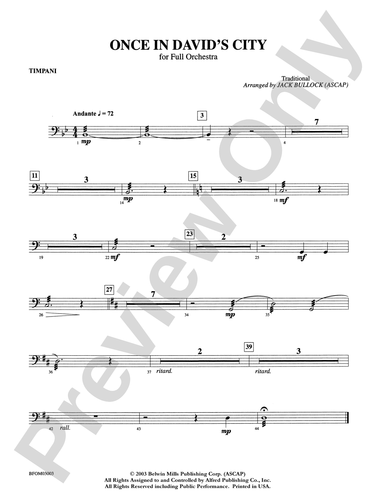 Once in David's City: Timpani