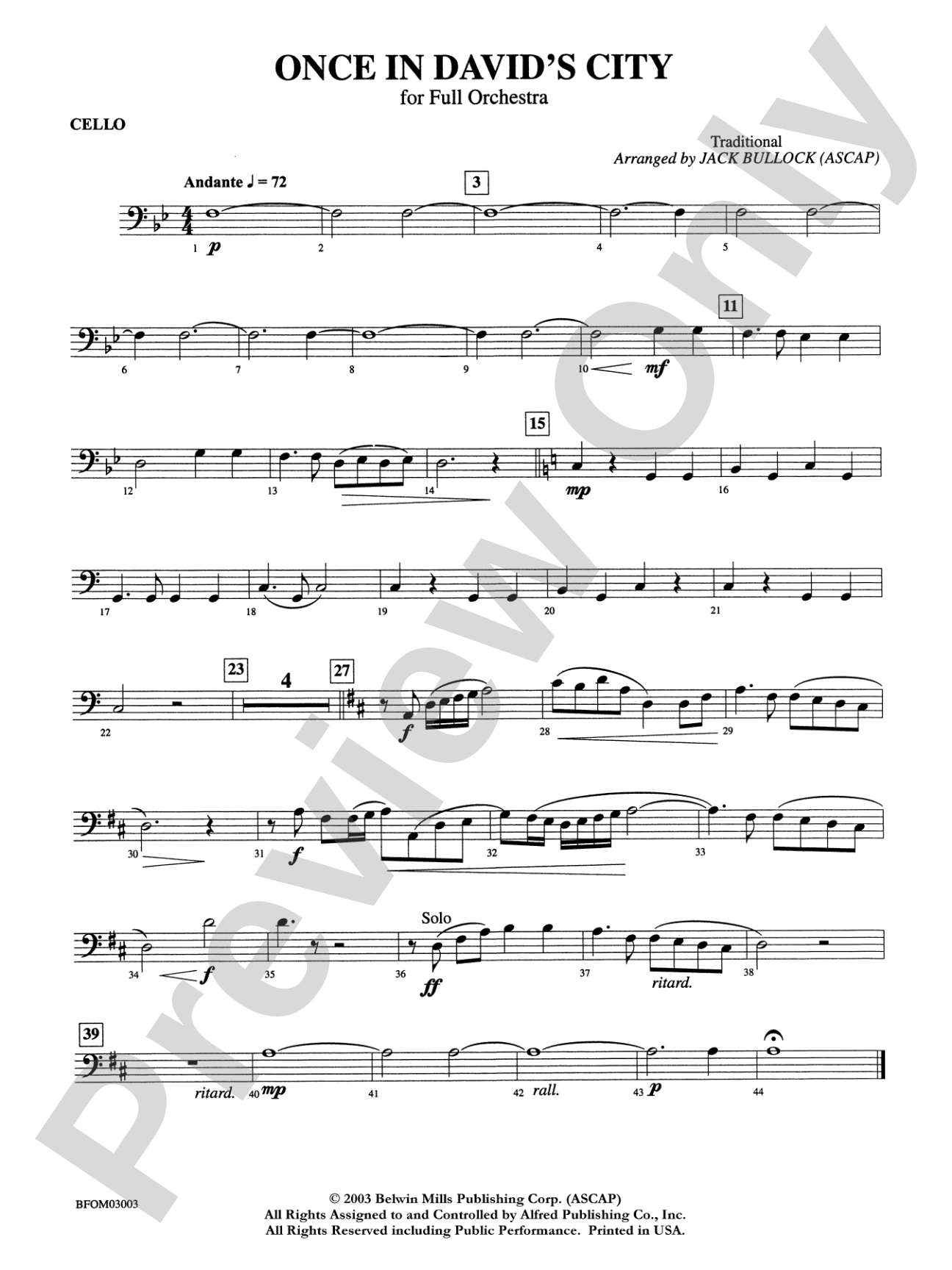 Once in David's City: Cello