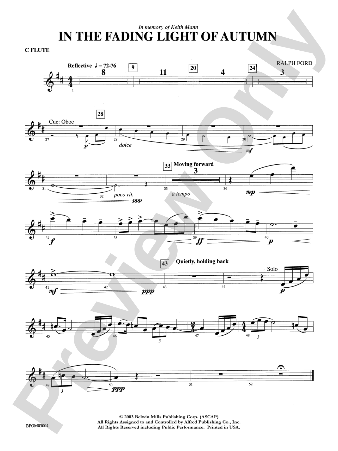 In the Fading Light of Autumn: Flute