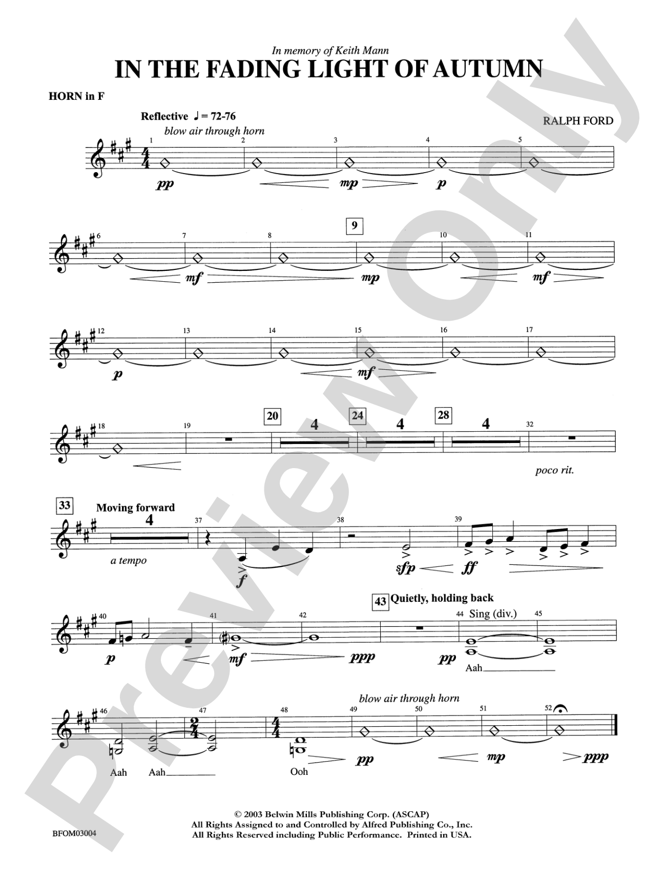 In the Fading Light of Autumn: 1st F Horn