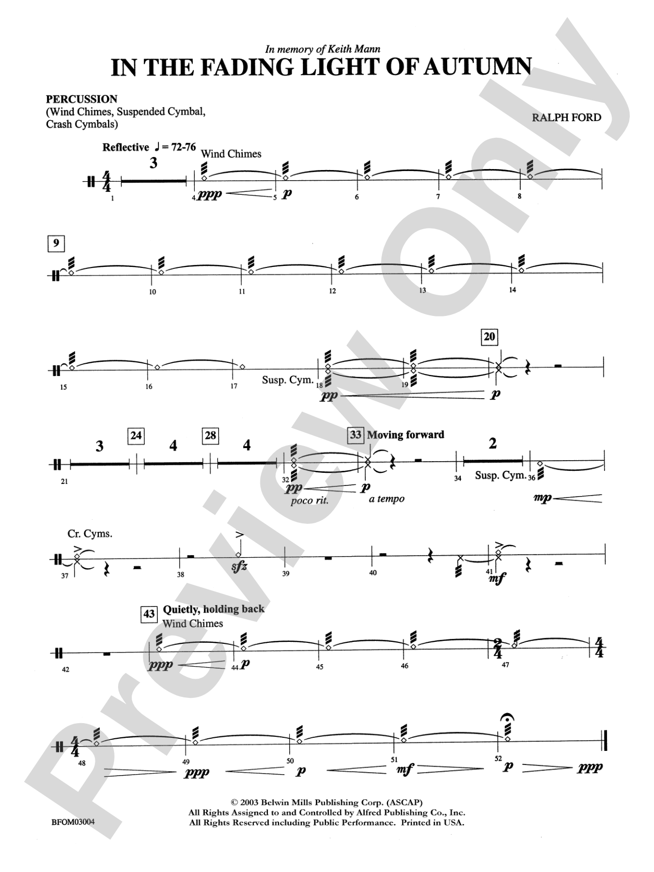 In the Fading Light of Autumn: 1st Percussion