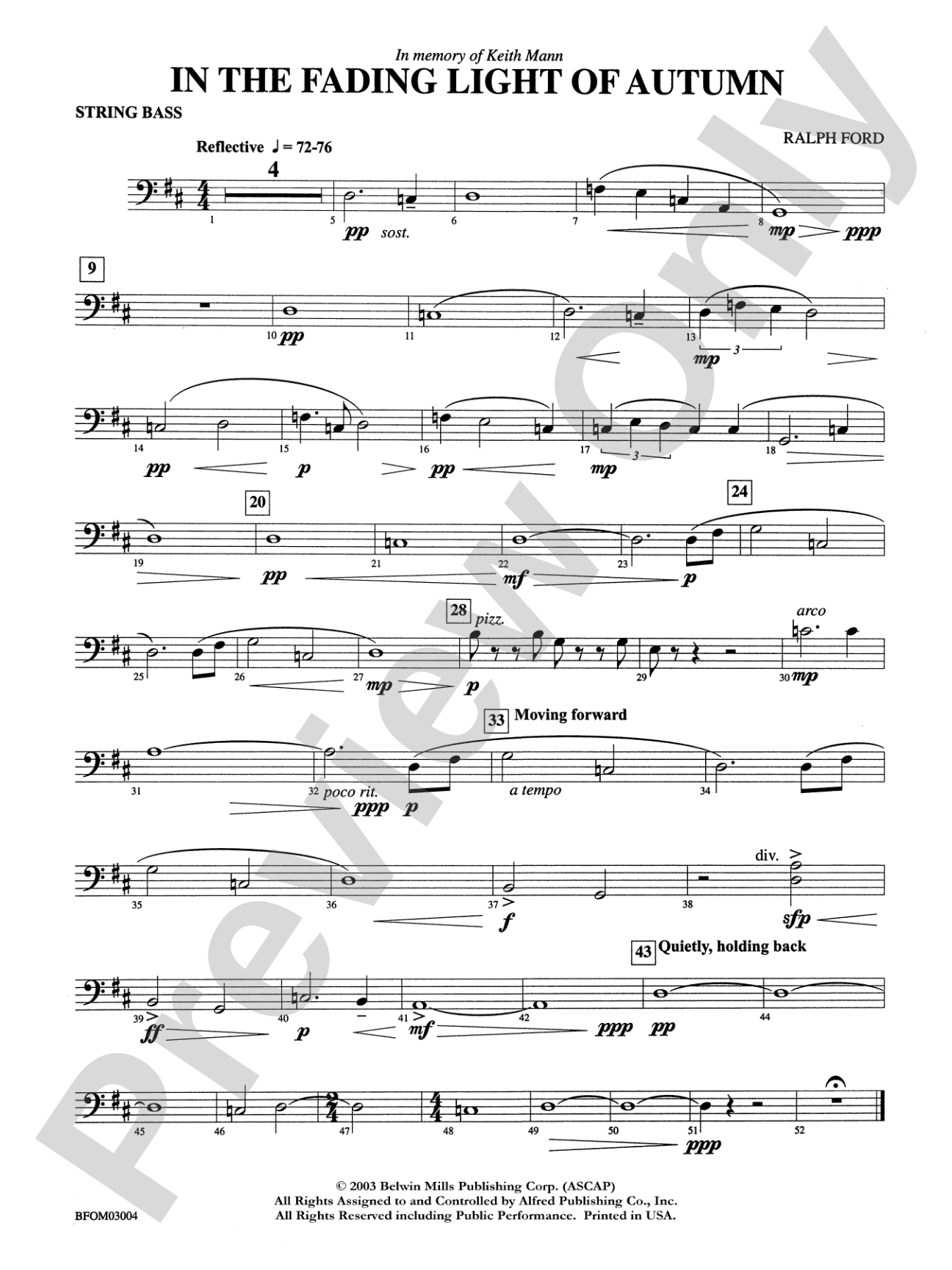 In the Fading Light of Autumn: String Bass