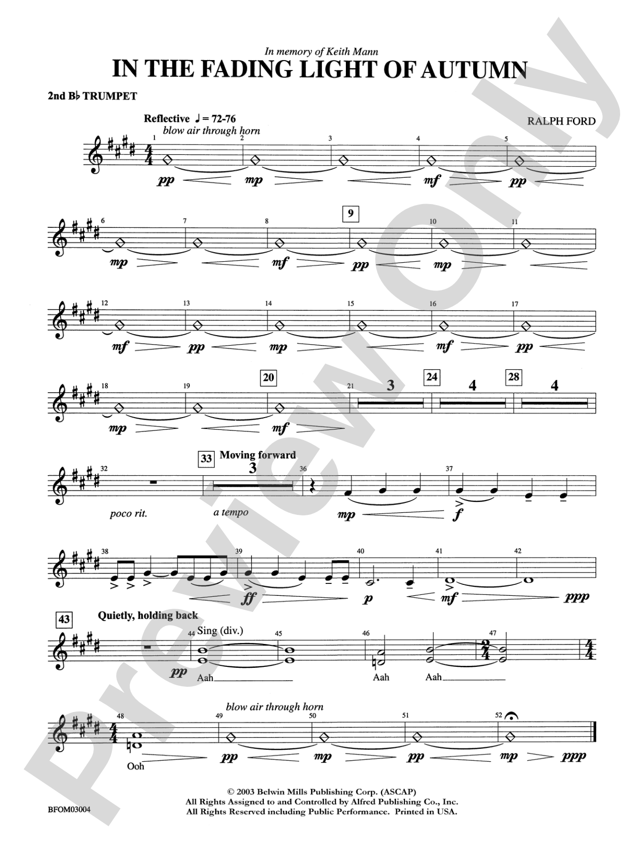 In the Fading Light of Autumn: 2nd B-flat Trumpet