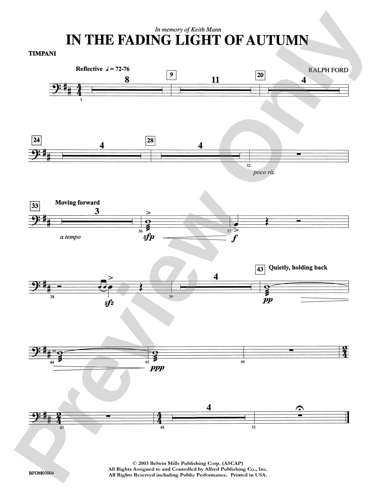 In the Fading Light of Autumn: Timpani