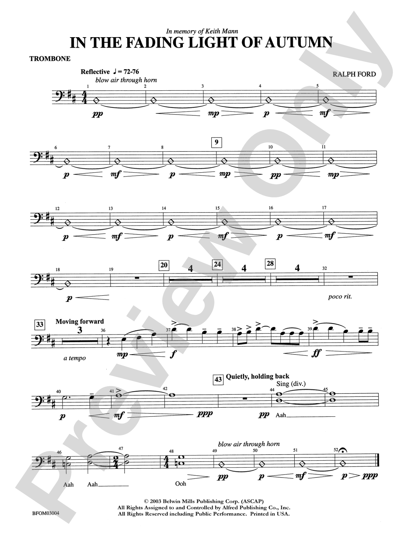In the Fading Light of Autumn: 1st Trombone