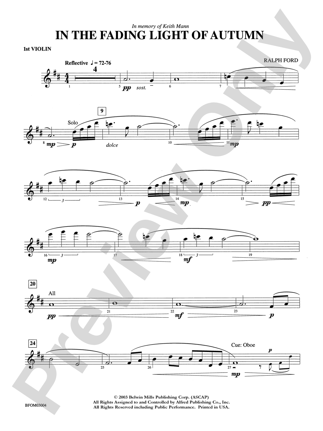 In the Fading Light of Autumn: 1st Violin