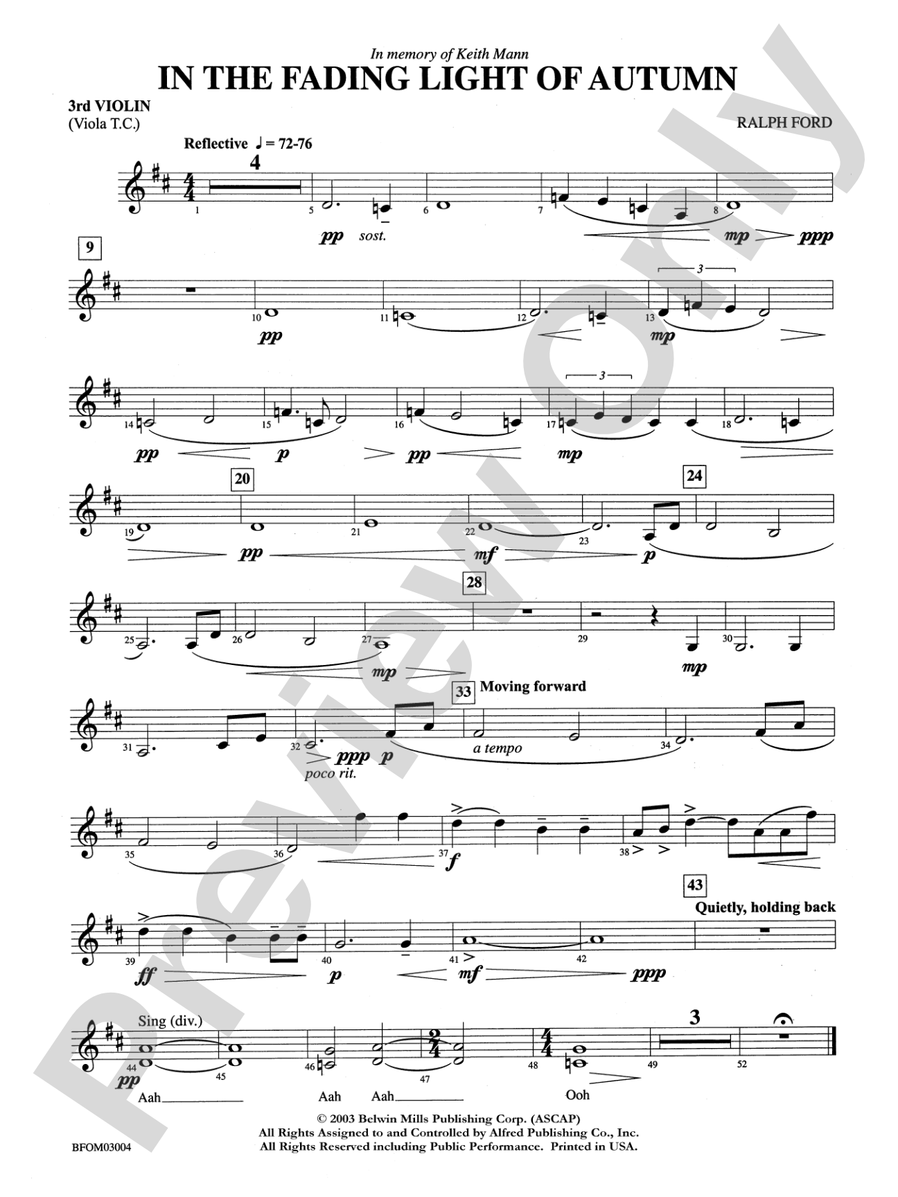 In the Fading Light of Autumn: 3rd Violin (Viola [TC])