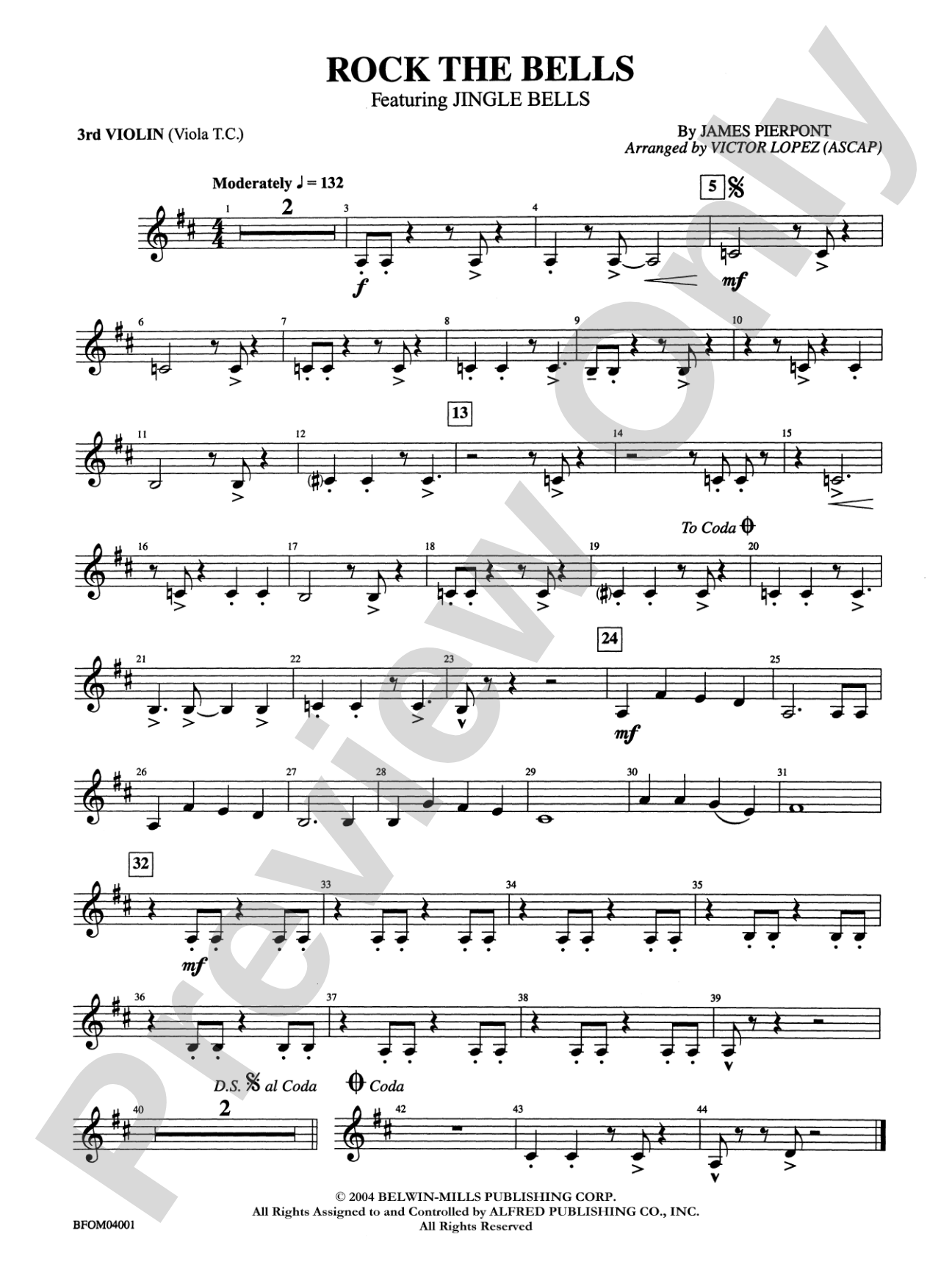 Rock the Bells: 3rd Violin (Viola [TC])