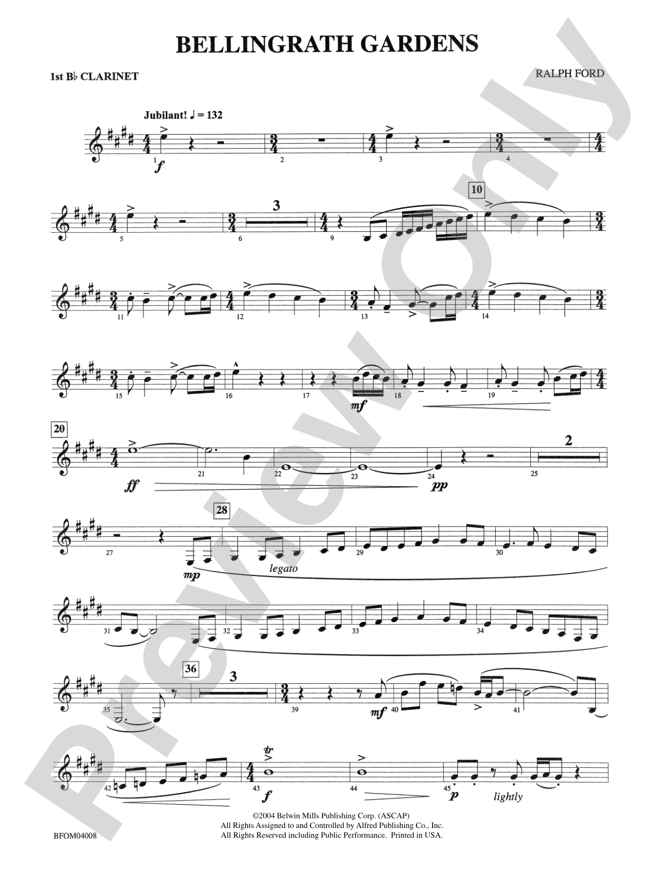 Bellingrath Gardens: 1st B-flat Clarinet