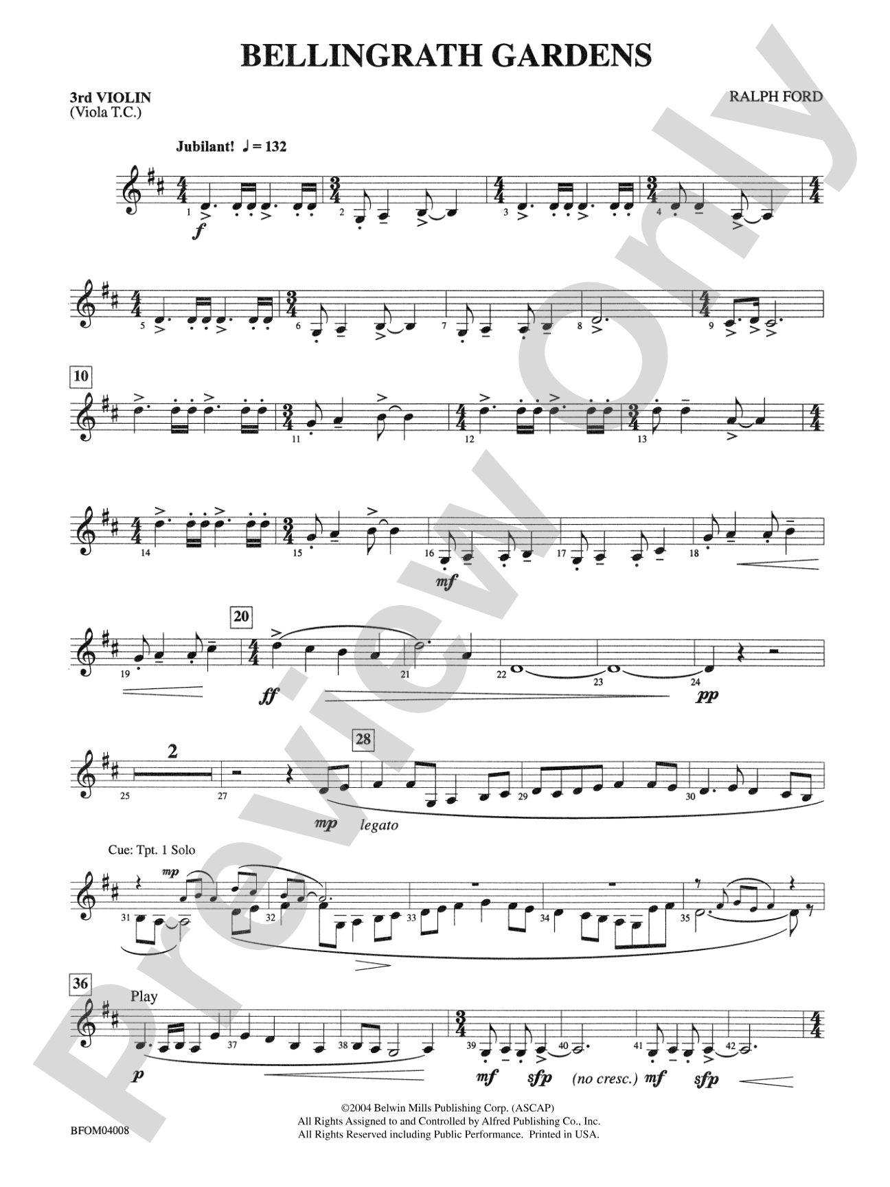 Bellingrath Gardens: 3rd Violin (Viola [TC])