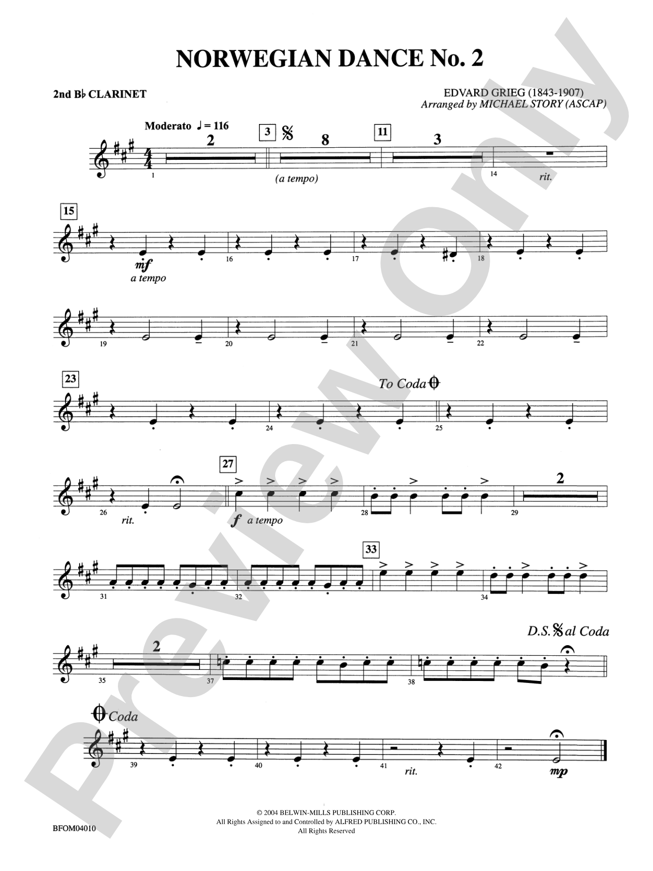 Norwegian Dance No. 2: 2nd B-flat Clarinet
