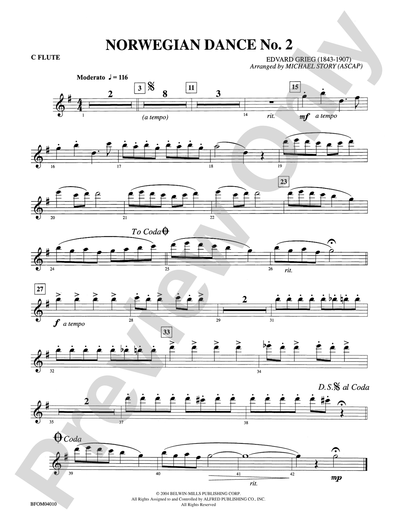 Norwegian Dance No. 2: Flute