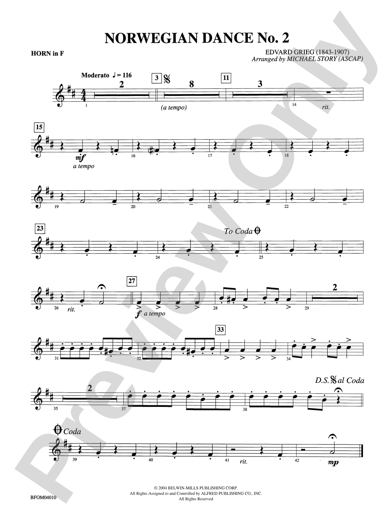 Norwegian Dance No. 2: 1st F Horn