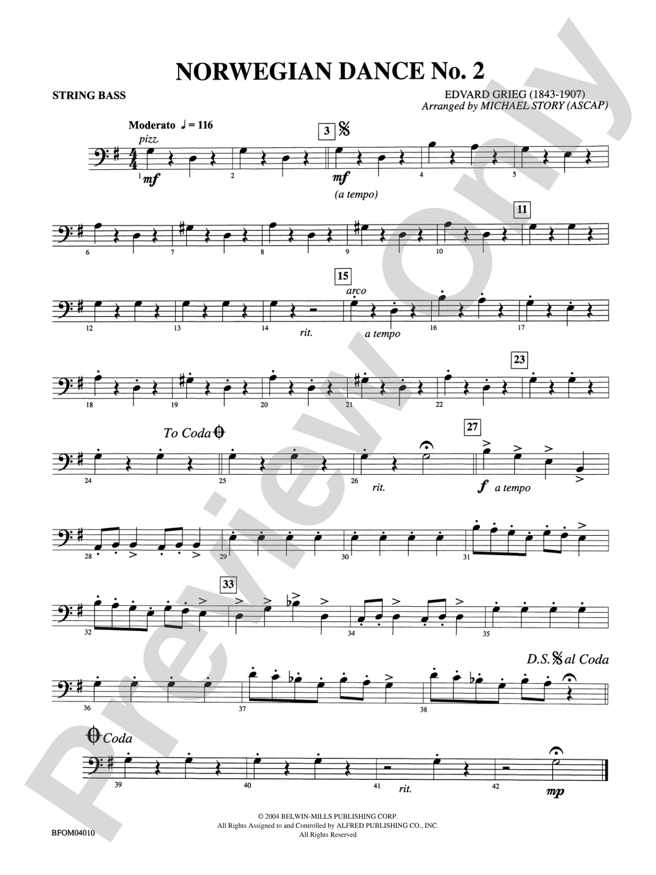 Norwegian Dance No. 2: String Bass
